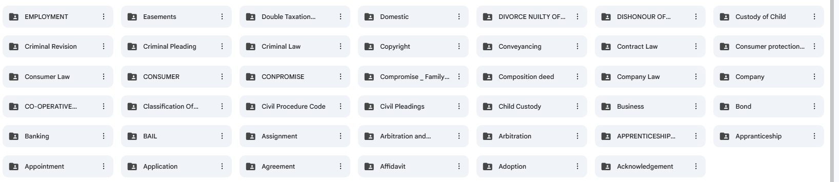 More English legal draft category folders
