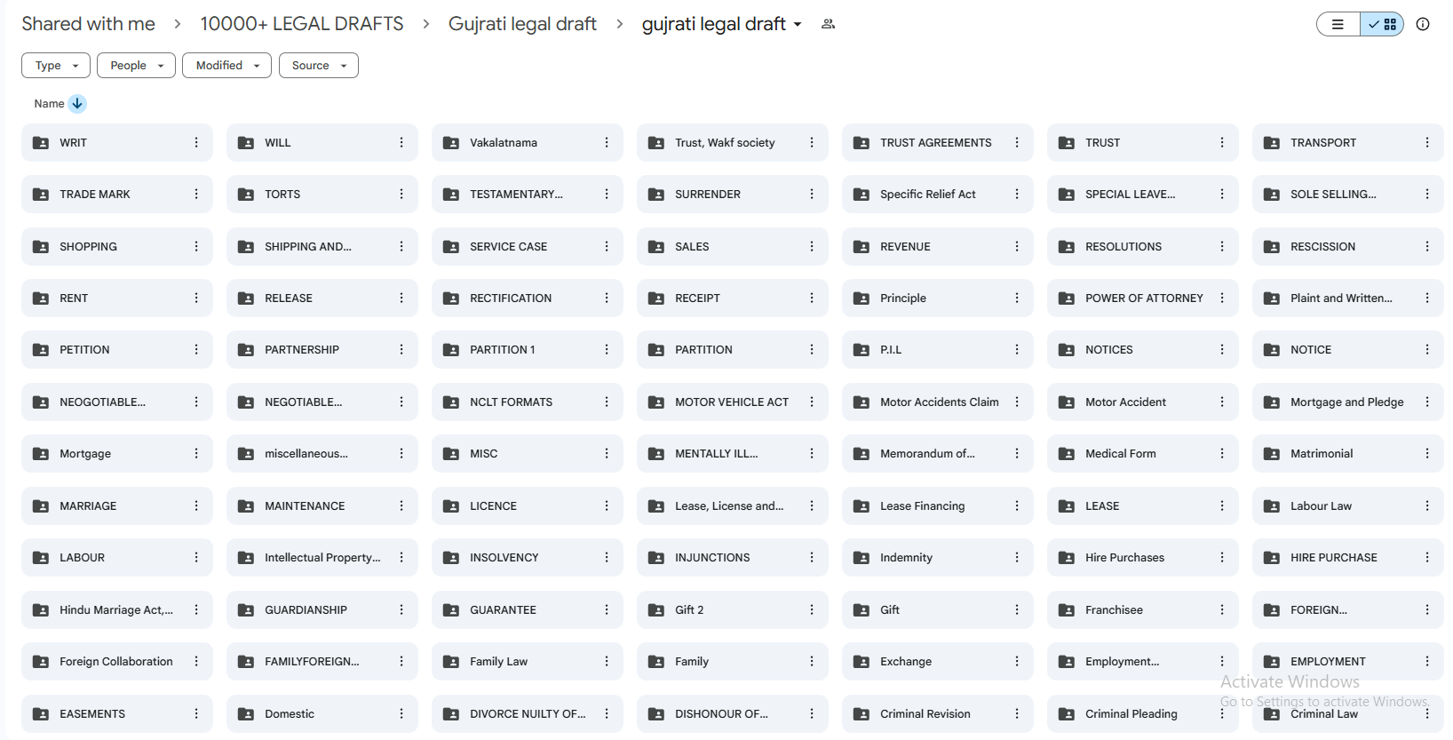 Gujarati legal draft category folders